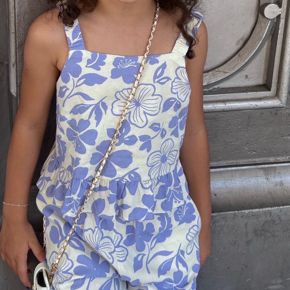 Zara Kids Floral Matching Set - Blue and White - Picture 2 of 2